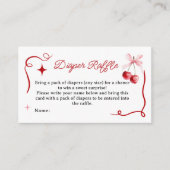 Coquette Roze Cherry Baby shower Luier Raffle Informatiekaartje (Voorkant)