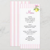 Coquette Roze Citroenen Baby Shower Menu (Voorkant / Achterkant)