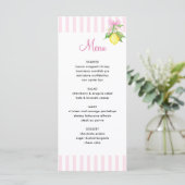 Coquette Roze Citroenen Baby Shower Menu (Staand voorkant)
