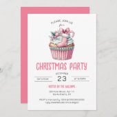 Coquette Roze Cupcake Kerstfeest Kaart (Voorkant / Achterkant)