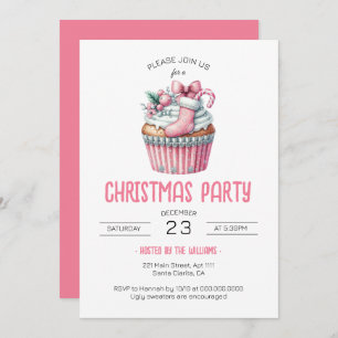 Coquette Roze Cupcake Kerstfeest Kaart