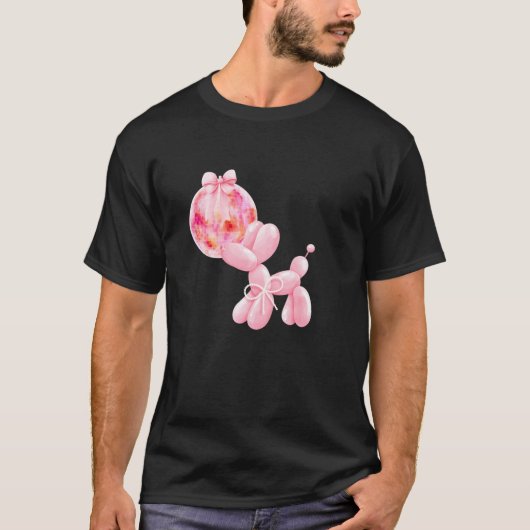 Coquette Roze Disco Bal Ballon Hond Boog Lint Y2 T-shirt (Voorkant)