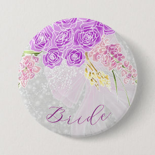 Coquette Roze doorzichtige strik en bloem Bruids K Ronde Button 7,6 Cm