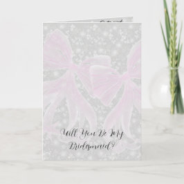 Coquette Roze Doorzichtige Strik Wil Je Mijn Bruid Kaart