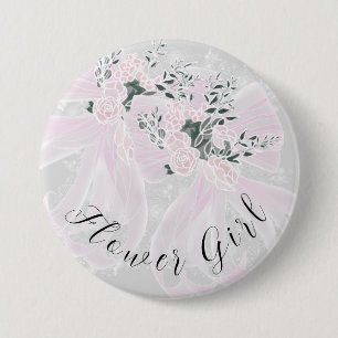 Coquette roze doorzichtige strikken - Bruidsmeisje Ronde Button 7,6 Cm