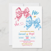 Coquette Roze en Blauwe Boog Geslacht Onthullen Kaart (Voorkant)