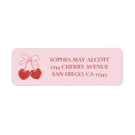 Coquette Roze en Rode Kersen Boog Retouradres Etiket