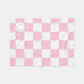Coquette Roze en wit geruit Fleece Deken (Voorkant (Horizontaal))