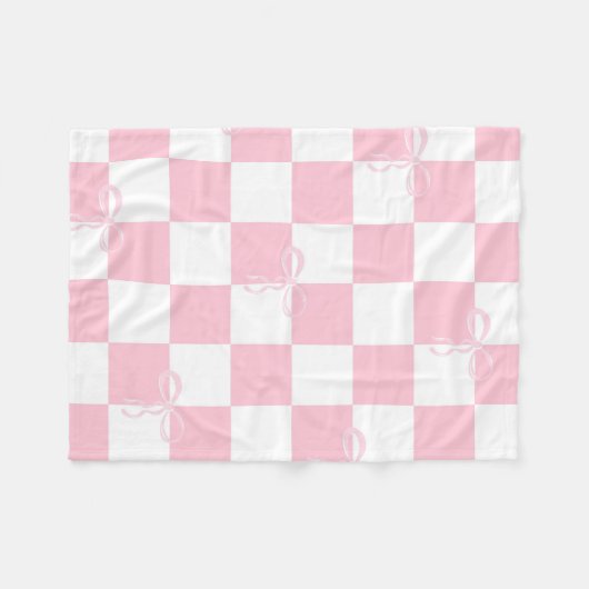 Coquette Roze en wit geruit Fleece Deken (Voorkant (Horizontaal))