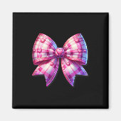 Coquette Roze en Witte Bow Plaid Valentijn Bow Wi Magneet (Voorkant)