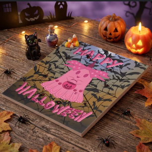 Coquette Roze Geest Fijne Halloween Digitale Kunst Tegeltje