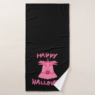 Coquette Roze Geest Gelukkig Halloween Digitale Ku Badhanddoek