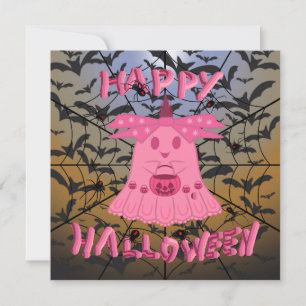 Coquette Roze Geest Gelukkig Halloween Digitale Ku Kaart