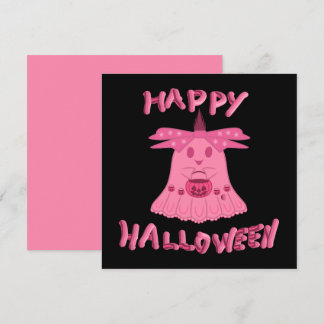 Coquette Roze Geest Gelukkig Halloween Digitale Ku Kaart