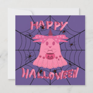 Coquette Roze Geest Gelukkig Halloween Digitale Ku Kaart