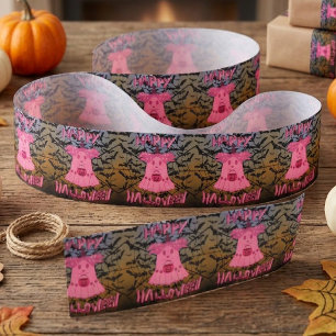 Coquette Roze Geest Gelukkig Halloween Digitale Ku Satijnen Lint