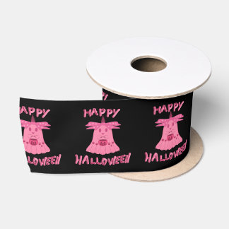 Coquette Roze Geest Gelukkig Halloween Digitale Ku Satijnen Lint
