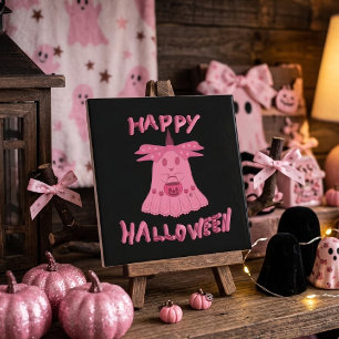 Coquette Roze Geest Gelukkig Halloween Digitale Ku Tegeltje