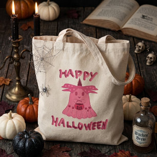 Coquette Roze Geest Gelukkig Halloween Digitale Ku Tote Bag