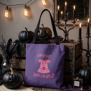 Coquette Roze Geest Gelukkig Halloween Digitale Ku Tote Bag