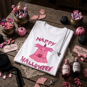Coquette Roze Geest Gelukkig Halloween Digitale Ku Tri-Blend Shirt