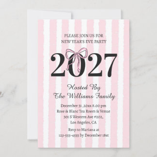Coquette Roze Gestreepte 2027 Oud-en-Nieuwfeest Kaart