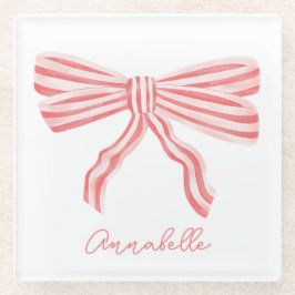 Coquette Roze Gestreepte Boog Glazen Onderzetter