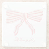 Coquette Roze Gestreepte Boog Glazen Onderzetter (Achterkant)