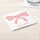 Coquette Roze Gestreepte Boog Kartonnen Onderzetters (Gebogen)