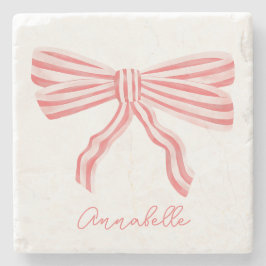 Coquette Roze Gestreepte Boog Stenen Onderzetter