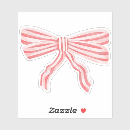 Coquette Roze Gestreepte Boog Sticker (Vel)