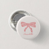 Coquette Roze Gestreepte Strik Ronde Button 3,2 Cm (Voorkant /achterkant)