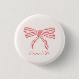 Coquette Roze Gestreepte Strik Ronde Button 3,2 Cm