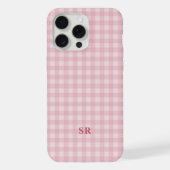 Coquette Roze Gingham Monogram Bruidsmeisje Initia iPhone Hoesje (Achterkant)