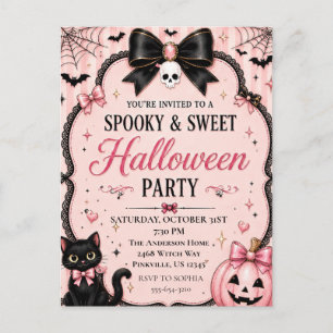 Coquette Roze Halloween-feest Uitnodiging Briefkaart