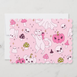 Coquette Roze Halloween Heks Kat Spook Schedel Kaart