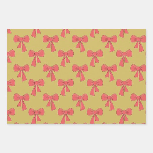 Coquette roze hand getrokken boog patroon inpakpapier vel (Voorkant 3)