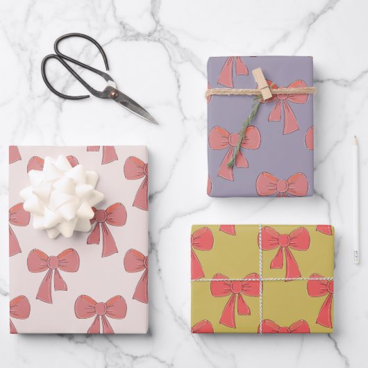 Coquette roze hand getrokken boog patroon inpakpapier vel (Voorkant)