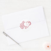 Coquette Roze Hart Paard Meisje Vrouwelijk Elegant Ronde Sticker (Envelop)