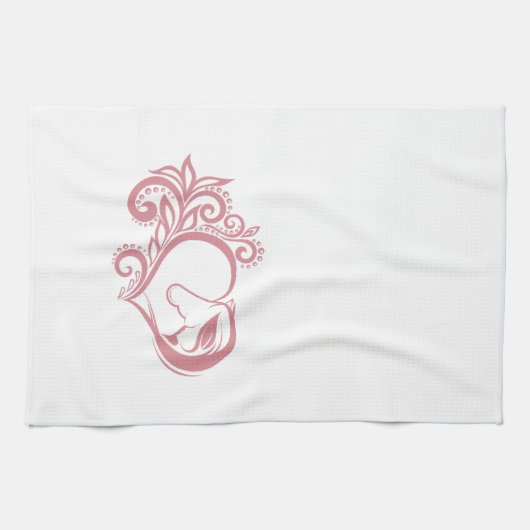 Coquette Roze Hart Paard Meisje Vrouwelijk Elegant Theedoek (Horizontaal)