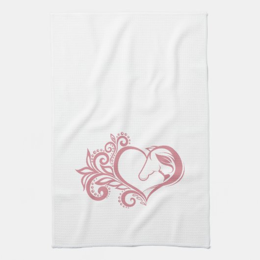 Coquette Roze Hart Paard Meisje Vrouwelijk Elegant Theedoek (Verticaal)