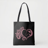 Coquette Roze Hart Paard Meisje Vrouwelijk Elegant Tote Bag (Voorkant)