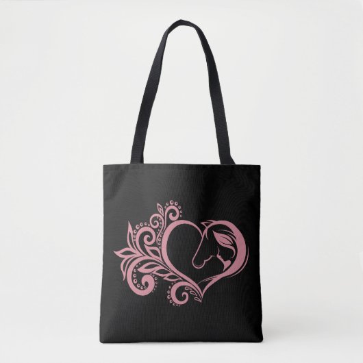 Coquette Roze Hart Paard Meisje Vrouwelijk Elegant Tote Bag (Voorkant)