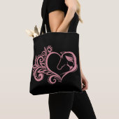 Coquette Roze Hart Paard Meisje Vrouwelijk Elegant Tote Bag (Dichtbij)