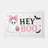 Coquette Roze Hey Boo Geest Halloween Deurmat (Voorkant)