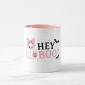 Coquette Roze Hey Boo Geest Halloween Schattig Mok (Midden)