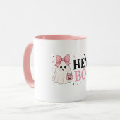 Coquette Roze Hey Boo Geest Halloween Schattig Mok (Voorkant links)