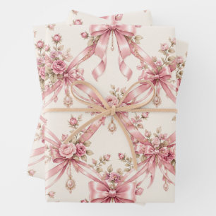 Coquette Roze Inpakpapier Vrouwelijke Lint Vel