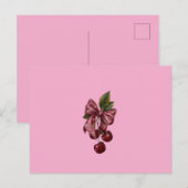 Coquette Roze Kers Lint Kussen Briefkaart (Voorkant / Achterkant)