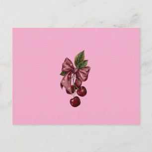Coquette Roze Kers Lint Kussen Briefkaart